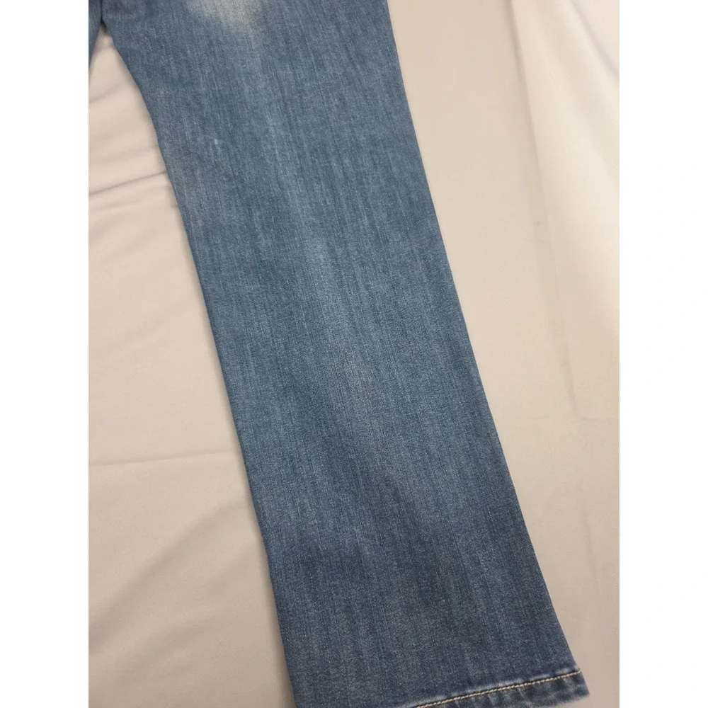 Chico's Platinum Denim Capri Jeans Size Measure: 33x24 Embelished Cuffed Cropped